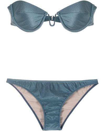 Adriana Degreas Set bikini con scollo all'americana - Blu