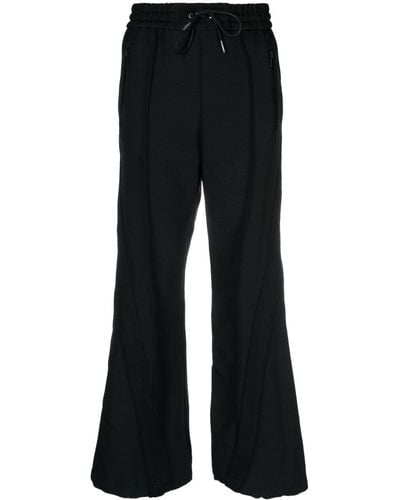 Sacai Stripe-detail Straight-leg Trousers - Black