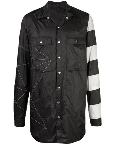 Rick Owens Humbug Striped Shirt Jacket - Black