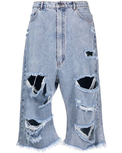 Natasha Zinko Cropped-Jeans in Distressed-Optik - Blau