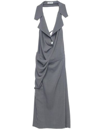 Low Classic Draped Tailored Midi Dress - Grey