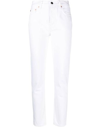Wardrobe NYC Halbhohe Tapered-Jeans - Weiß