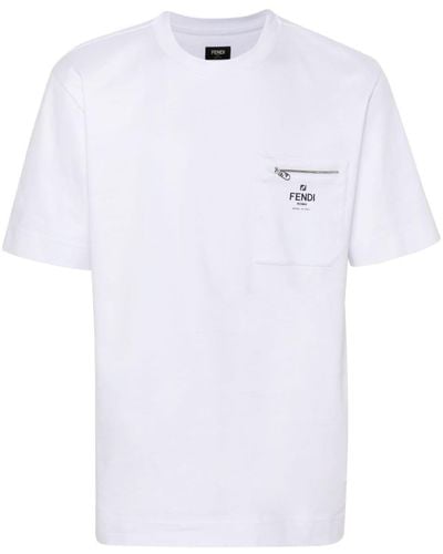 Fendi T-Shirt mit Logo-Print - Weiß