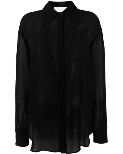 Genny Semi-sheer Silk Shirt - Black