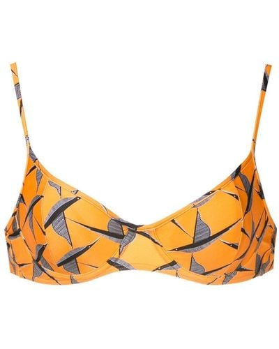 Lygia & Nanny Fiji Bird-print Bikini Top - Orange