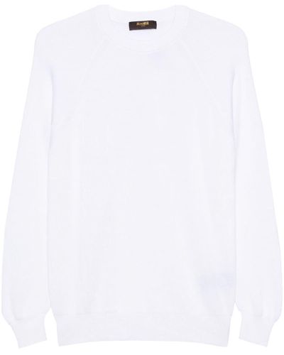 Moorer Ribbed Crew-neck Sweater - White