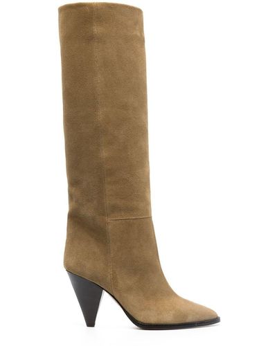 Isabel Marant 90Mm Suede Cone-Heel Boots - Natural