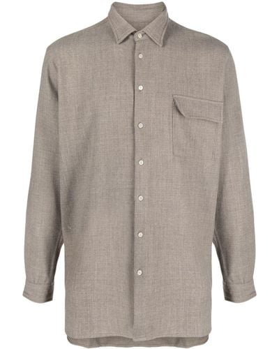 Paura Flap-pocket Button-up Shirt - Grey