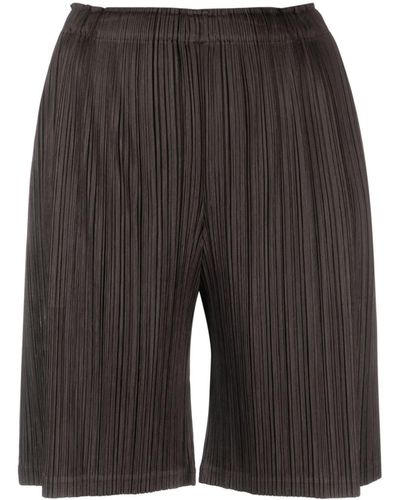 Pleats Please Issey Miyake Homme Plissé-effect High-waisted Shorts - Grey