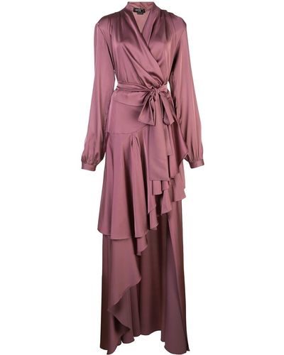 PATBO Satin Wrap Gown - Purple
