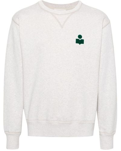 Isabel Marant Mike Flocked-logo Sweatshirt - White