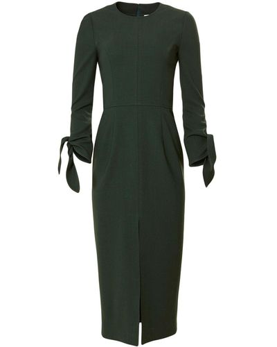 Carolina Herrera Bow-cuff Wool Midi Dress - Green