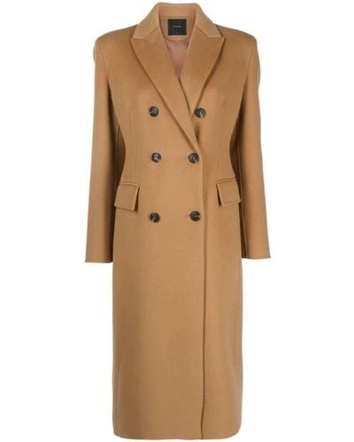 Pinko Double-Breasted Coats - Natural