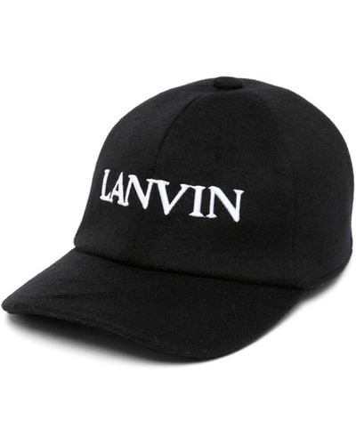 Lanvin Logo-embroidered Wool-blend Cap - Black