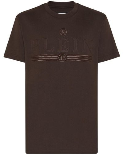 Philipp Plein T-Shirt mit Logo-Print - Braun
