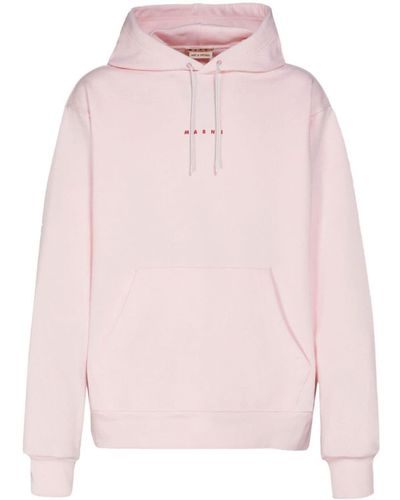 Marni Logo-print Cotton Hoodie - Pink