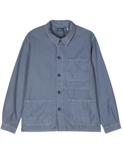 Polo Ralph Lauren Slub-texture Shirt Jacket - Blue