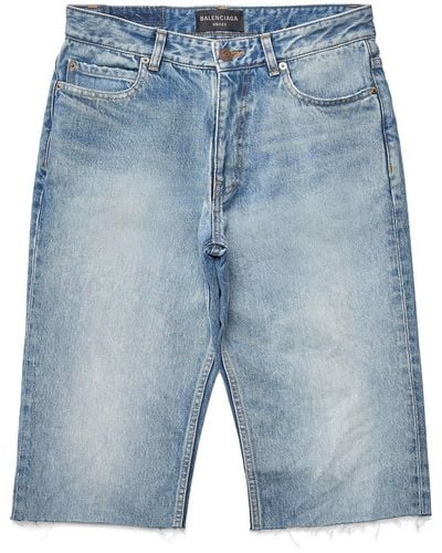 Balenciaga Japanese-twill Denim Shorts - Blue