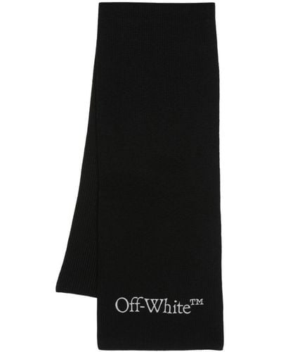 Off-White c/o Virgil Abloh Logo-embroidered Virgin-wool Scarf - Black
