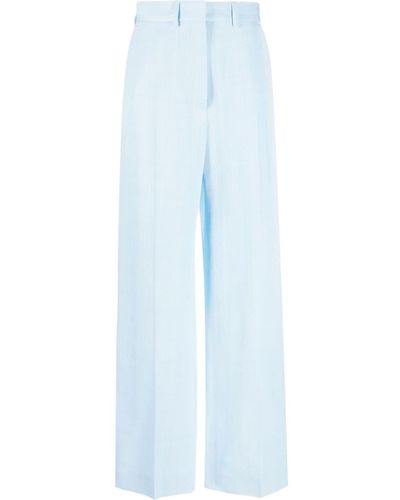 Casablanca High-waisted Wide-leg Tailored Trousers - Blue