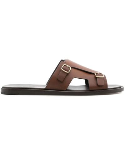 Santoni Double-buckle Leather Sandals - Brown