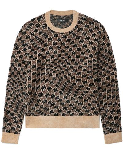 Amiri Monogram-pattern Intarsia-knit Jumper - Black