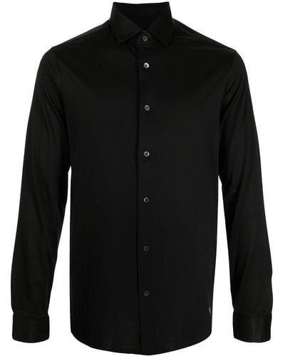 Emporio Armani Lyocell-blend Button-up Shirt - Black
