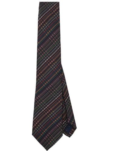 Paul Smith Signature Stripe Krawatte mit Hahnentrittmuster - Weiß