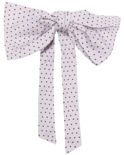 Etro Polka-dot Print Silk Bow - Natural