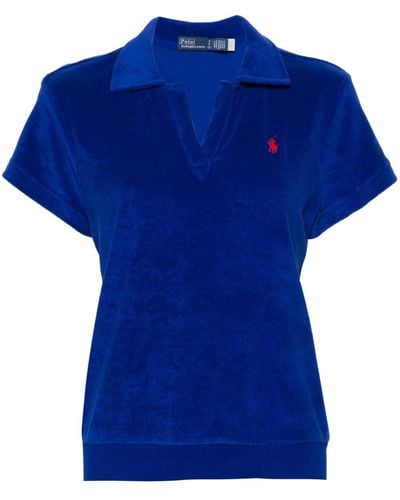 Polo Ralph Lauren Polo Pony Terry-cloth Polo Shirt - Blue