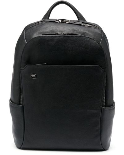 Piquadro Logo-detail Leather Backpack - Black