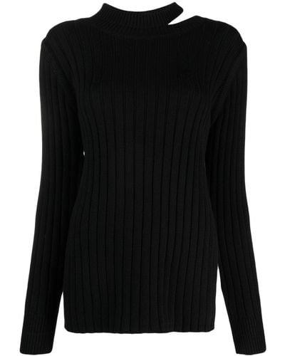 St. Agni Cut-out Ribbed-knit Sweater - Black