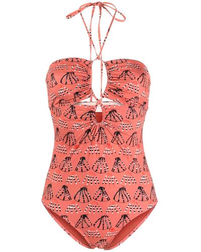 Ulla Johnson Minorca Graphic-print Swimsuit - Red