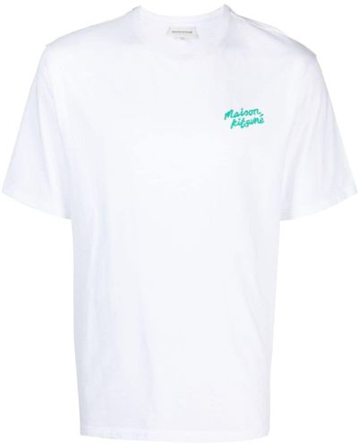 Maison Kitsuné T-shirt Met Geborduurd Logo - Wit
