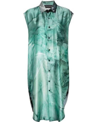 BARBARA BOLOGNA Mix-print Midi Shirt Dress - Green