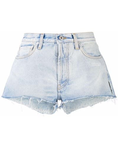 Off-White c/o Virgil Abloh Jeans-Shorts mit ausgefransten Kanten - Blau