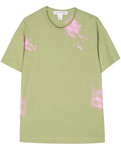 Comme des Garçons Spray Paint-effect Cotton T-shirt - Green