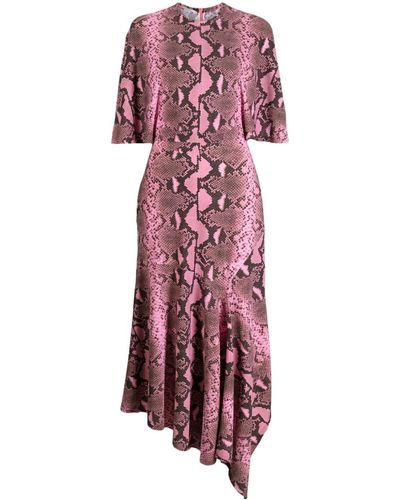 Stella McCartney Snake-print Asymmetric-design Dress - Purple