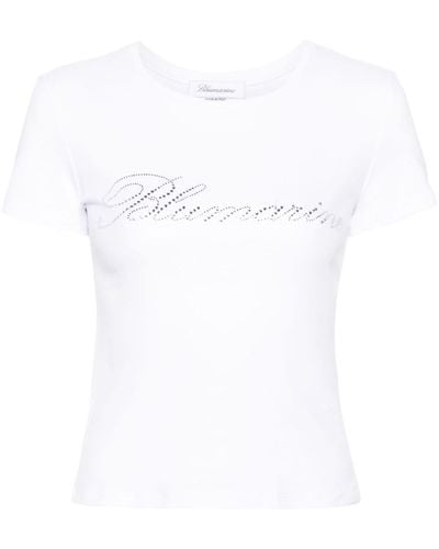 Blumarine T-Shirt mit Strass-Logo - Weiß