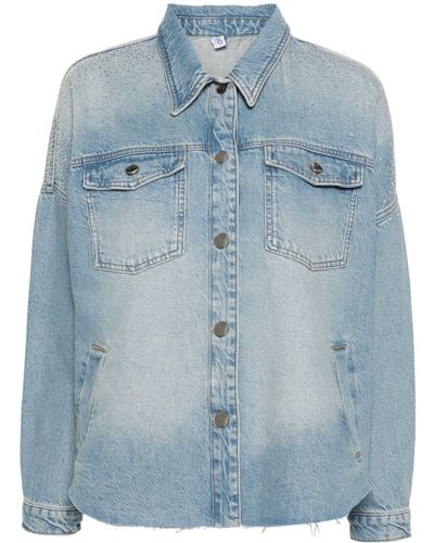 Liu Jo Denim Jacket With Decorations And Front Pockets - Blue