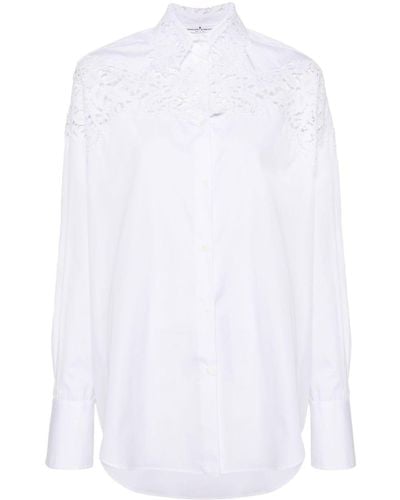 Ermanno Scervino Camisa de popelina con panel de encaje - Blanco