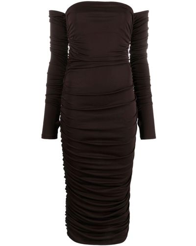 ANDAMANE Linda Off-shoulder Ruched Dress - Black