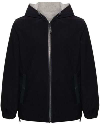 Yves Salomon ジップアップ フーデッドジャケット - ブラック