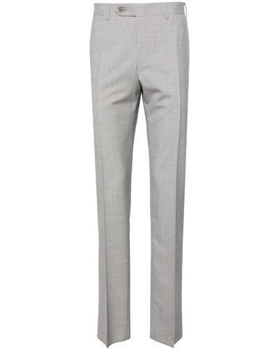 Canali Tapered-leg Wool Tailored Trousers - Grey