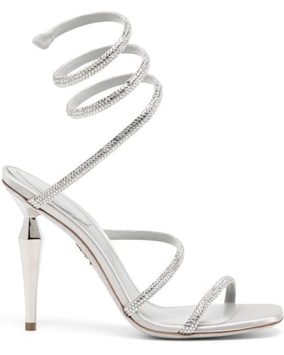 Rene Caovilla Rhinestone-embellished Leather Sandals - White