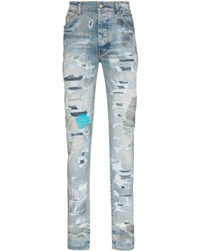 Amiri Jeans Costuras Desgarrado - Azul