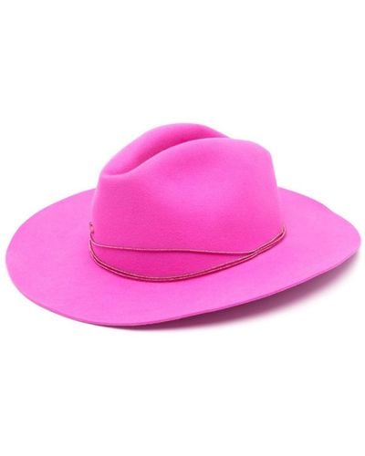 Borsalino Alessandria Fur Felt Fedora Hat - Pink