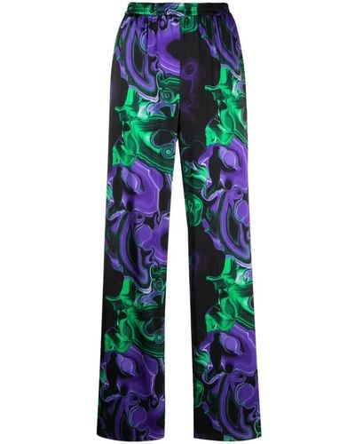 MSGM Abstract-print Straight-leg Trousers - Purple