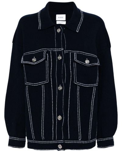 Barrie Contrast-stitching Denim Jacket - Blue