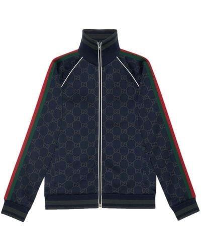 Gucci Giacca In Jersey Di Cotone Con Motivo GG - Blu